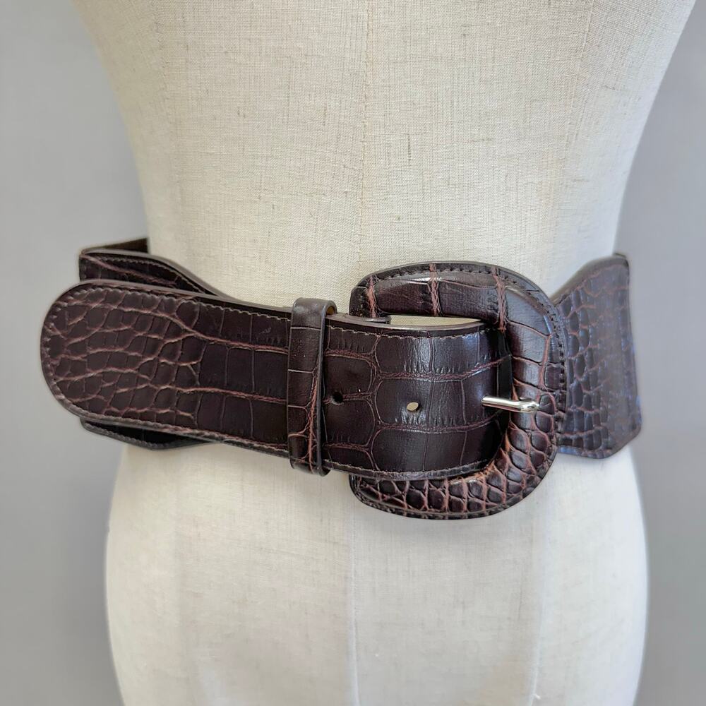 Lauren Ralph Lauren Genuine‎ Italian Leather Alligator Stretch Belt Size Small